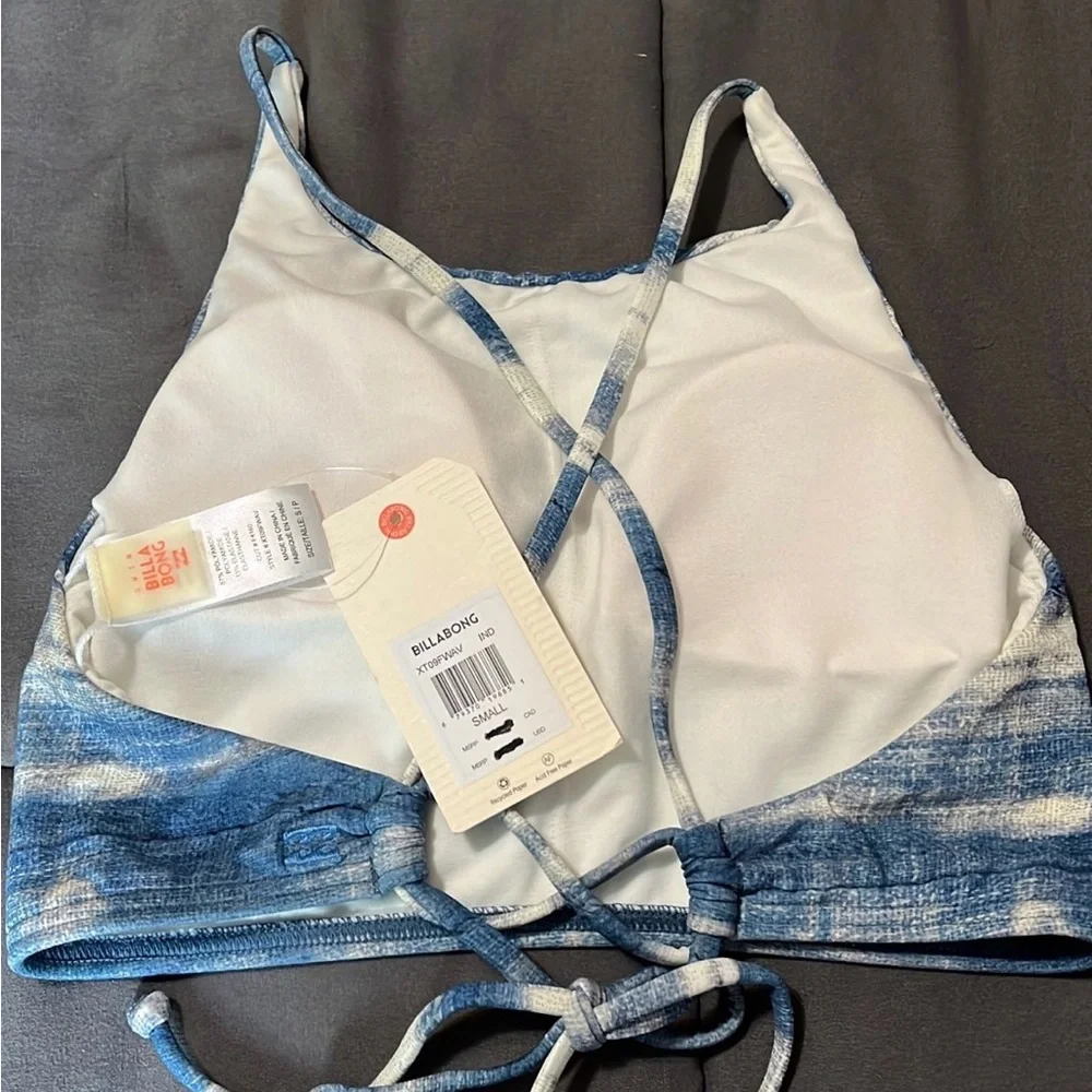 Billabong Blue and White High-Waist Strappy Bikini Set - Picture 4 of 6